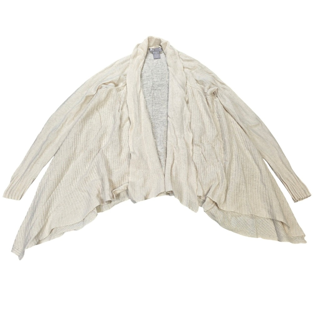 JCP Waterfall Open Front‎ Cardigan Women's Size Cream Ivory Wool Blend Sweater